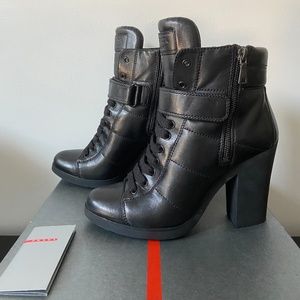 Prada Nappa Nero Leather Booties Size 40